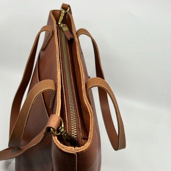 Madewell The Zip-Top Medium Brown Leather Transport Tote NWT - Picture 12 of 16